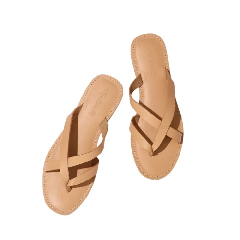 Madewell The Boardwalk Thong Sandal in Leather Tan Size 9 NWT